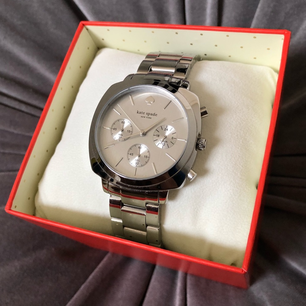 Kate Spade “Brooklyn” Chronograph Silver Watch